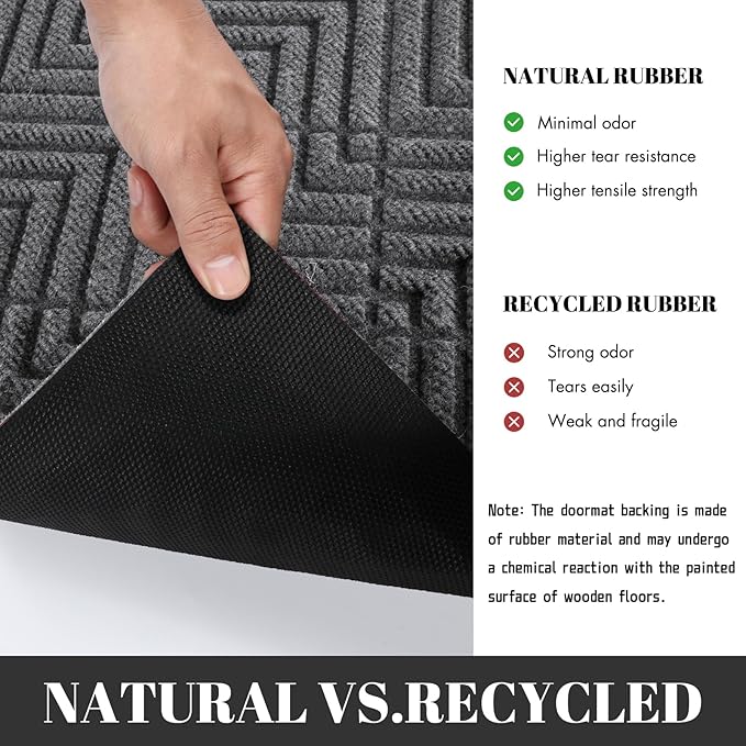 Yimobra Door Mats Outdoor 29.5x17, All-Season Waterproof Outdoor Mats for Front Door Entrance with Drainage Holes, Heavy Duty Non-Slip Doormat for Garage Patio Entryway Indoor, Gray