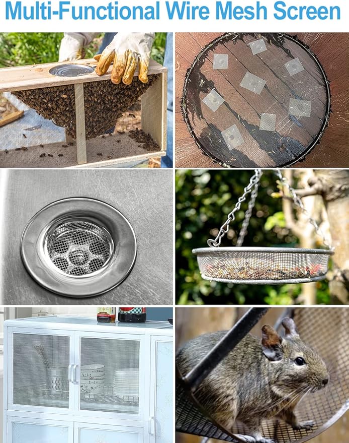 2 Pack Wire Mesh Screen 13.4'' x 9.5'' for Air Vent, 24cm x 34cm, 20 Mesh, 1mm Hole, 304 Stainless Steel Wire Mesh to Prevent Mice, Wasps, Bugs, Rodents, Mosquitoes, Spiders, Squirrels, Easy to Cut