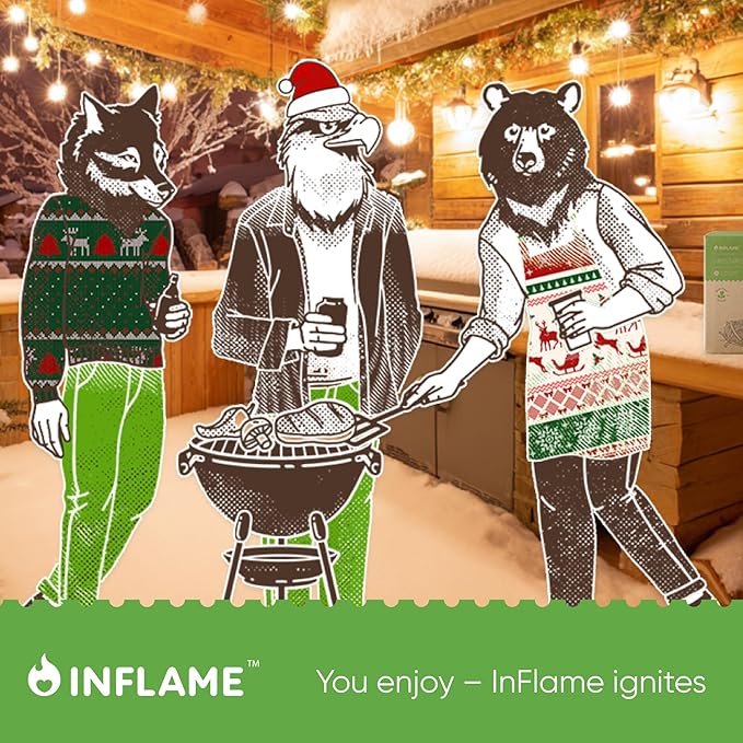 Inflame Fire Starters for Campfires, Grill, BBQ, Fireplace, Woodstove - Charcoal Starter - Waterproof, Weather-Resistant - Natural Wood Fireplace Starters - 24 pcs