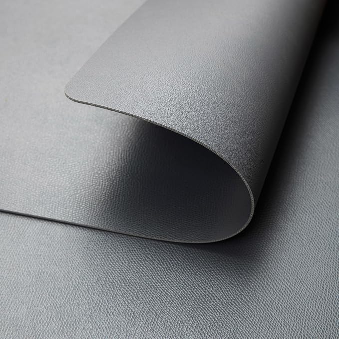 DOLOPL Placemats Set of 6, Wipeable Faux Leather Heat Resistant Table Mats - Anti Slip Table Place Mats, Modern Washable Outdoor Placemats for Kitchen Dining Room Table Decorations(Gray)