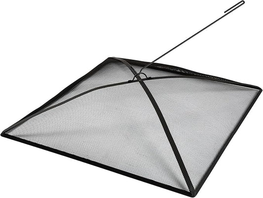 WeCooper Heavy Duty Fire Pit Spark Screen Cover,36in Steel Mesh Square Fire Pit Screen, FirePit Ember Guard with FirePit Poker