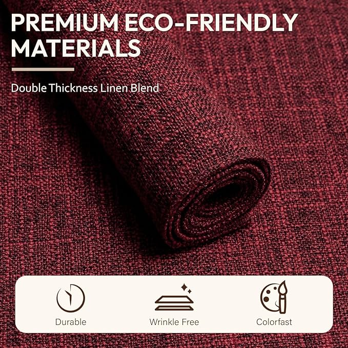 Blue Forest Placemats Set of 8, Dual-Layered Thickened Faux Linen Cloth Place Mats Heat Resistant Machine Washable Wrinkle Free Table Mats Indoor/Outdoor (Red)