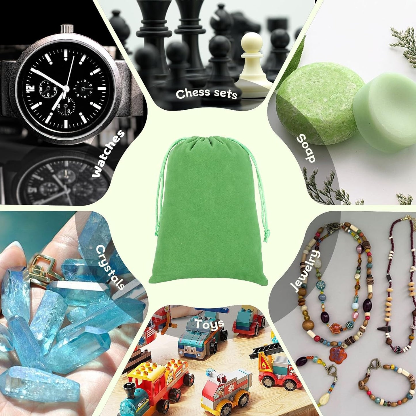 Velvet Drawstring Jewelry Bag, 50Pcs Green Dice Bag, 5x7, Or Wrapping Halloween Party Favors, Mojo, Small Bussiness, Jewelry, Bracelet, Customers