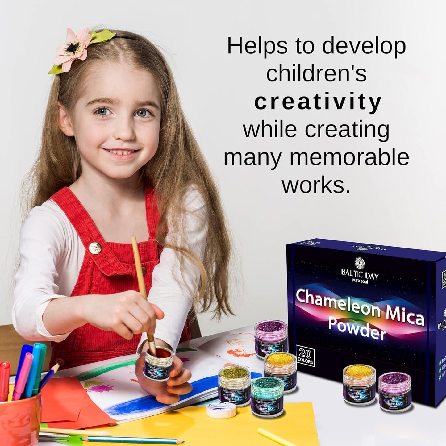 BALTIC DAY - Chameleon Mica Powder, 16 Jars of Color Shift Mica Powder Set - Epoxy Resin Color Pigment - Chameleon Powder - Holographic Mica - Resin Pigment