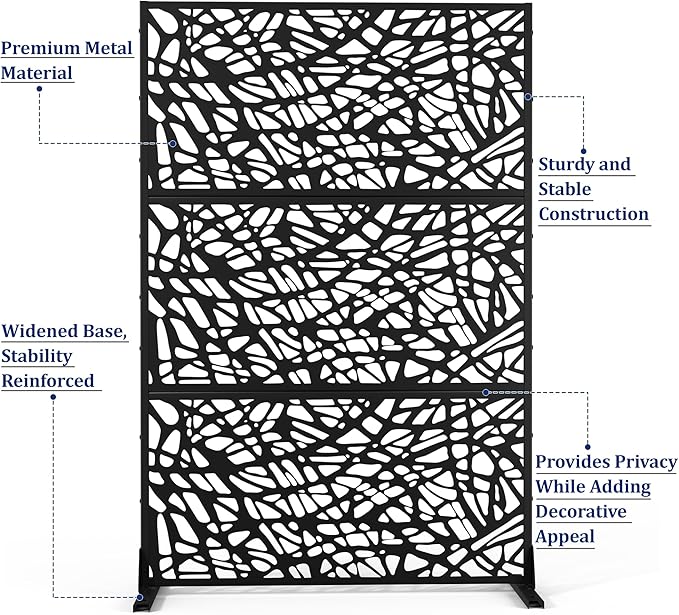 Outdoor Privacy Screen,72" H×47" W Metal Privacy Screen, Freestanding Privacy Fence Panels for Patio