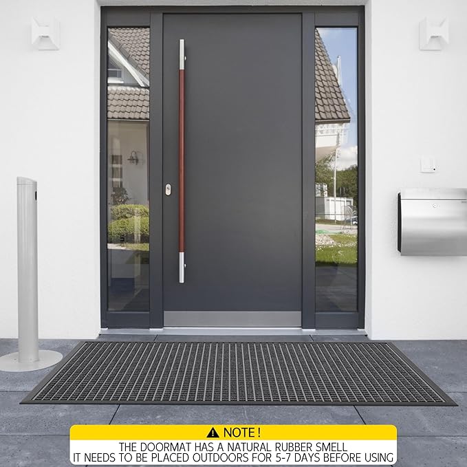 Indoor Outdoor Front Door Mats, 48" x 24" Rubber Backing Non Slip Durable Welcome Floor Mats for Patio, Garage Entrance, Stain and Fade Resistant Commercial Doormats for High Traffic