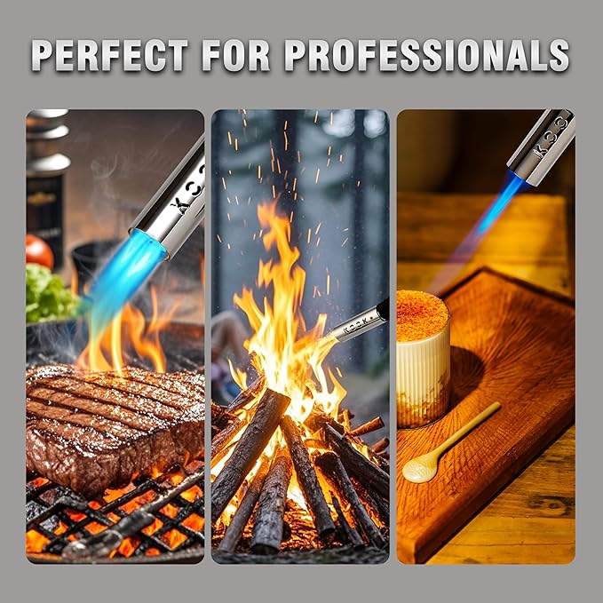 BLAZEAL Propane Torch Kit with 2x MAPP Gas,4-Flame Blow Torch Head with Propane Tank Base for MAP Gas,Work in All Angle,Trigger Start Torch Gun for Welding Brazing Soldering Grill Camping Cooking Food