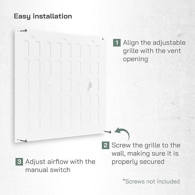 Vent Systems 12" x 12" Inch (Outer Dimensions) Metal Air Vent Grille - White Adjustable Register Vent Cover - Open/Close Air Supply Intake Wall Vent - Heating/Cooling Ceiling Grille for House, Garage