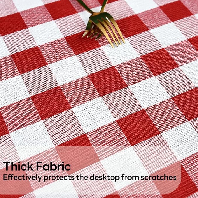 Gingham Tablecloth Rectangle Table Cloth Heavy Duty Cotton Checkered Table Cover for Spring Picnic Kitchen Dining(C-Red, 52x120 inch)