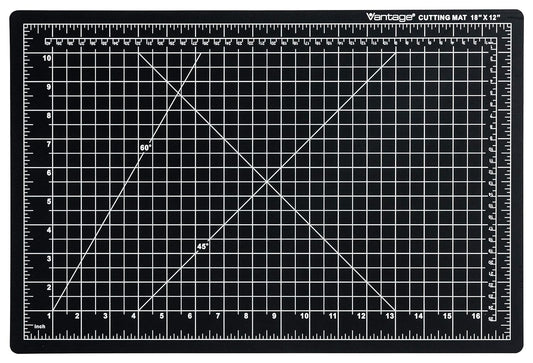 Dahle Vantage 10671 Premium Self-Healing Cutting Mat, 12"x18", 1/2" Grid, 5 Layers for Max Healing, Perfect for Crafts & Sewing, Black
