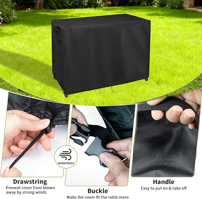 Grill Cart Cover, Outdoor Grill Stand Cover with UV Protection & Windproof Straps,Heavy Duty Covers for Most Standard Grill Carts/Pizza Oven Table -52.7" D x 20.3" W x 35.2" H