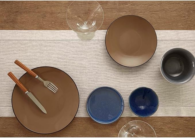 Solino Home Linen Light Natural Table Runner 90 Inches Long - 100% Pure Linen 16 x 90 Inch Table Runner for Spring, Easter - Classic Hemstitch