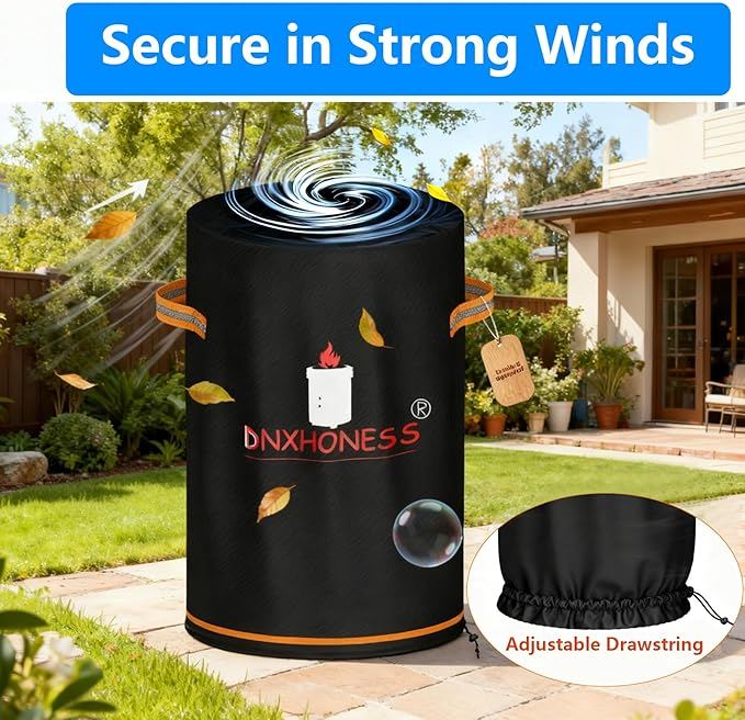 Fire Pit Cover for Ninja Fireside 360, Cover for Ninja Firepit, 600D Tear-Resistant 100% Waterproof & Anti UV Fire Pit Soft Cover Round Fits 21-23in Fire Pit with Drawstring & Double Handles