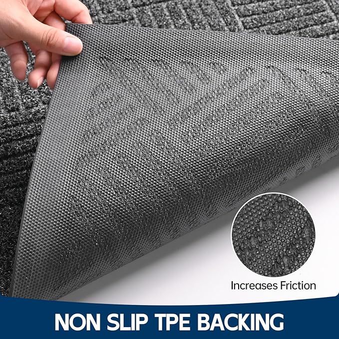 Front Door Mat Outside Entrance, 4' x 2' Heavy Duty Indoor Outdoor Door Mats for Entryway, Trap Dirt Outdoor Doormat Low Profile, Non Slip Welcome Mats for Front Door, Artificial Grass