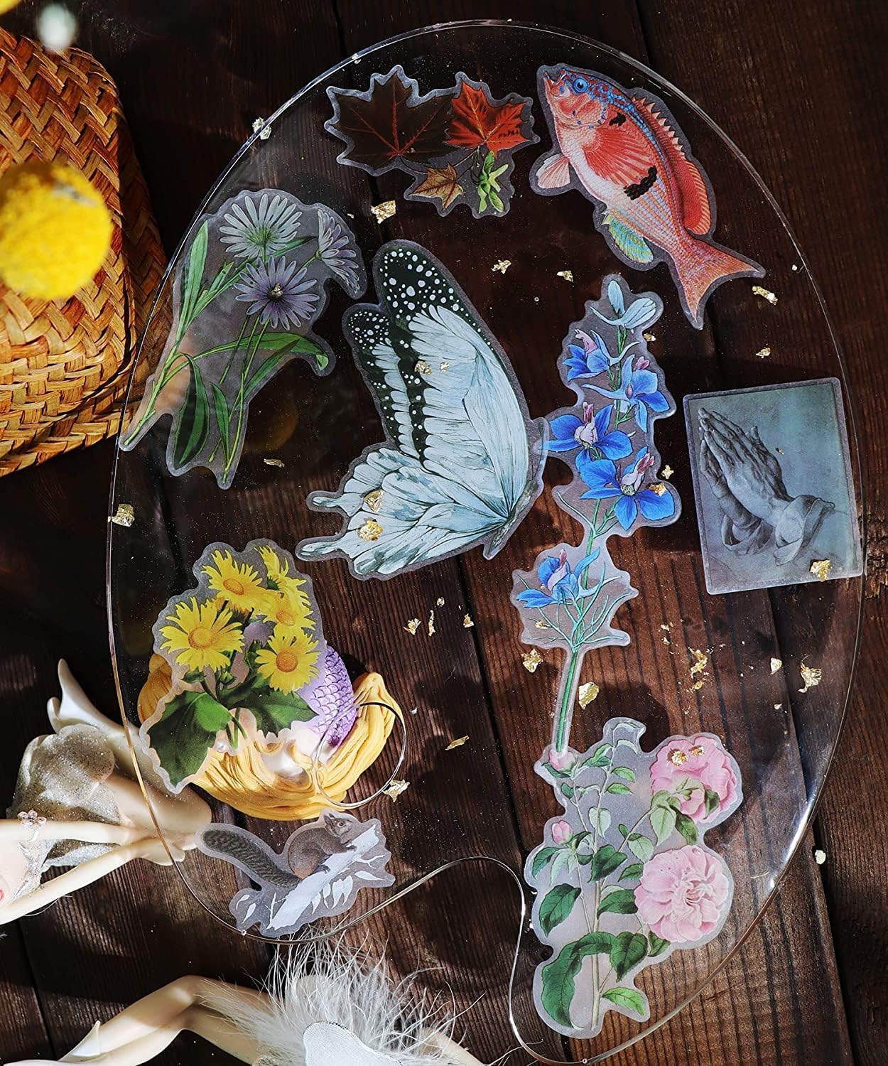 Vintage Vellum Stickers Floral Plants Elements Scrapbooking Supplies Flowers Botanic Natural Translucent Paper Self-Adhesive Junk-Journal Items (Plant World)