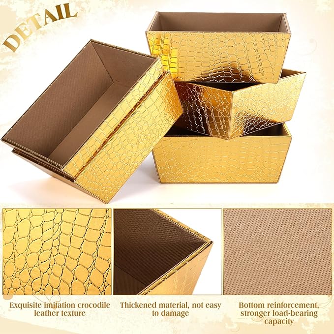 Wonderjune 20 Pcs Valentines Day Gift Baskets Empty To Fill Baskets For Gifts Empty With Gift Bag Bow Valentines Gifts Storage Basket Bulk for Wedding Party Wrapping(Gold)