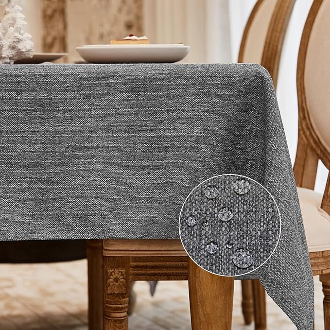 BALCONY & FALCON Rectangle Tablecloth Washable Wrinkle Resistant and Water Proof Table Cloth Decorative Linen Fabric Tablecloths for Dining Parties Kitchen Wedding and Outdoor Use (Gray, 57x118)