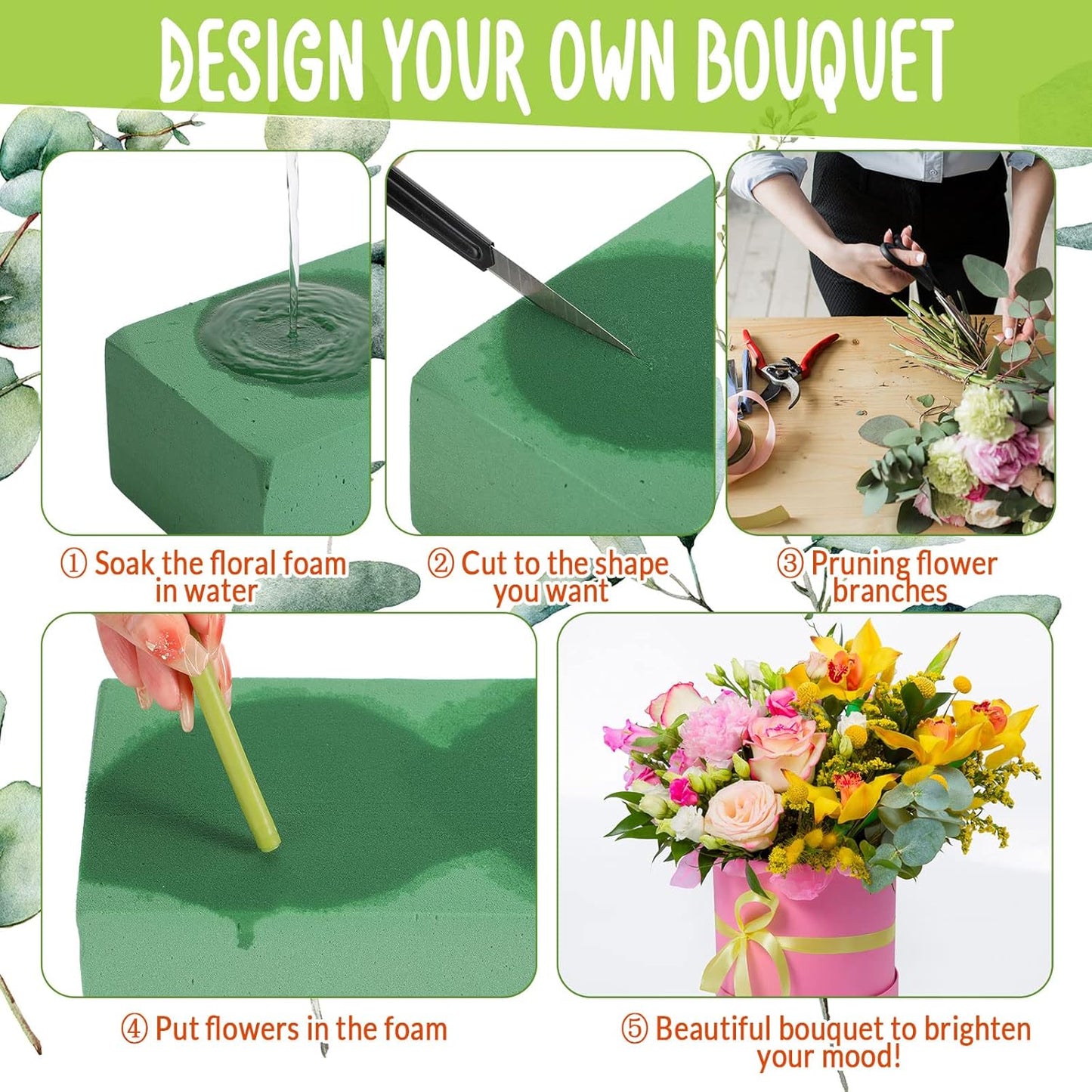 Pangda 30 Pcs Floral Foam Blocks 7. 9''lx3. 5''wx2. 4"h Green Wet and Dry Flower Foam for Fresh and Artificial Flower Arrangements Bulk Florist Supplie for Wedding, Birthdays, Diys, Arts, Crafts