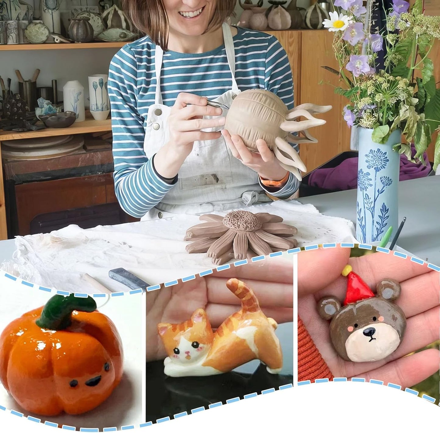 2 x 50ml Air Dry Clay Glaze, Clay Glaze Air Dry for Airdry Clay, Air Dry Clay Varnish Can Not Only Used to Prevent Clay Cracking, Scratches, and Wear,It Can Also Having a Glaze Effect (Gloss+Matte)