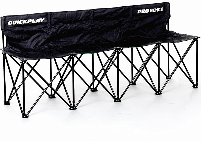 QUICKPLAY PRO Portable Folding Bench – Available in 4, 6, and 9 Seats & 6-Seat Shelter | Heavy-Duty, Fast Set-Up Seating for Sports, Camping, and Outdoor Activities