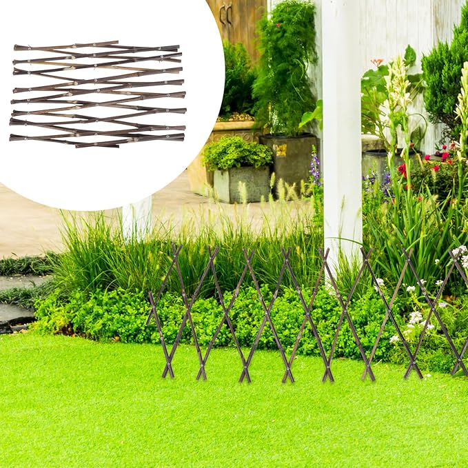 Toyvian Stretchable Garden Fence Natural Reed Decorative Partition for Outdoor Patio Landscaping Pastoral Privacy Barrier for Courtyard and Driveway