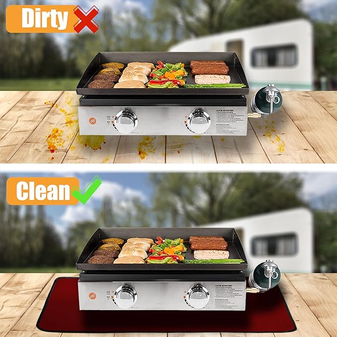 Red 25x19.5 Inchs Heat Resistant Mat for Outdoor Grill Table,Fireproof Under Blackstone Griddle BBQ Mat,Air Fryer Mat,Indoor Fireplace Mat, Protect Your Table and Outdoor Grill Table（0.04in Thickness）