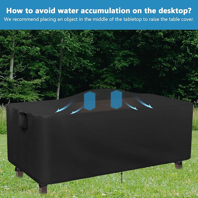 Kingling Patio Table Covers, Rectangular Outdoor Dining Table Cover 71 inch Outdoor Coffee Table Covers Waterproof Heavy Duty Patio Furniture Covers for Outside-71''L x 36''W x 29''H Inch (Black)