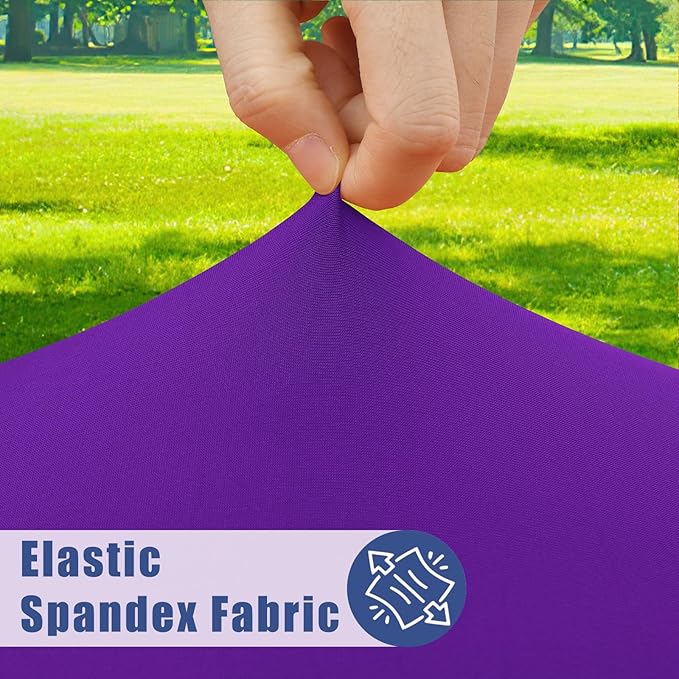 Spandex 8 Foot Rectangle Table Cloth 6 Pack, Elastic Fitted Tablecloths for Picnic, Stretch Washable Patio Table Cover for Outdoor, Camping, Banquet and Parties (Purple, 30"x96")