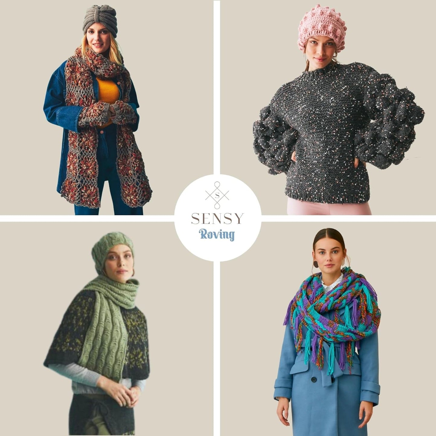 3 Skeins of Sensy Roving Yarn, 3.5 oz, 132 Yards, Gauge 5 Bulky (Lily Pad)