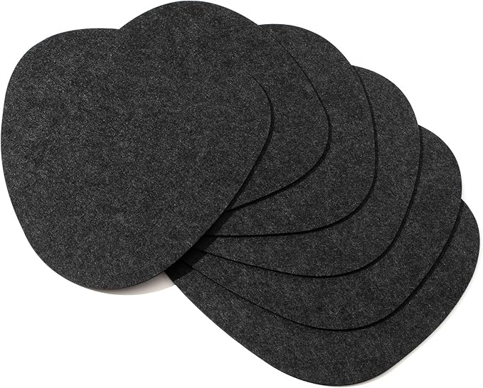 Chillify Table Coaster Set of 6 | Non-Slip, Heat-Resistant, Washable Placemats | Suitable for Outdoor Use | Dark Gray, Oval