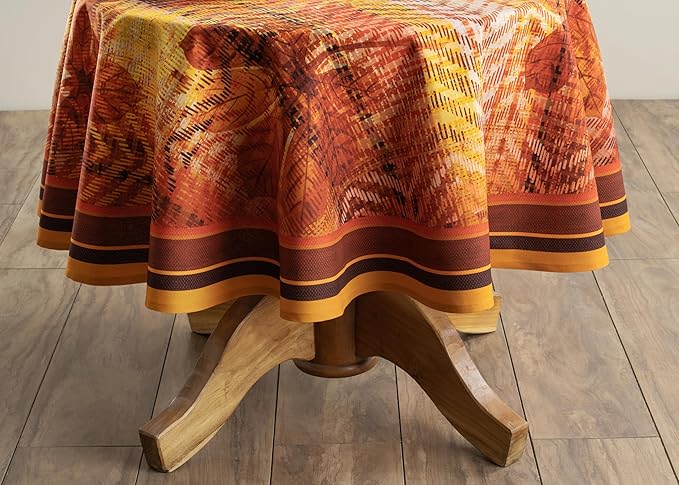 Maison d' Hermine Table Cloth Round Table 100% Cotton 63 Inches Fall Tablecloth Reusable Everyday Use for Thanksgiving Christmas Decorations Dining Farmhouse Party (Thanksgiving Tartan)