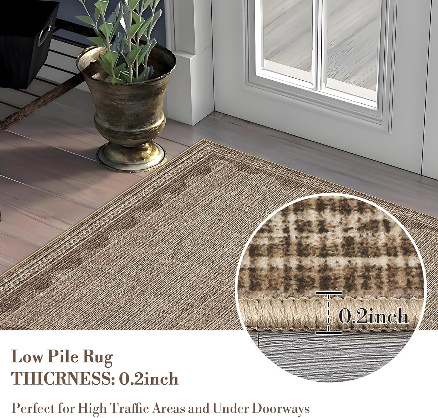 Scalloped Rug 2x6 Runners for Hallways, Solid Goffee Runner Rugs Non Slip Scalloped Bath Runner, Washable Rug for Bedroom Girls, Mat for Kitchen Floor Soft Dorm Nursery Carpet for Bedside