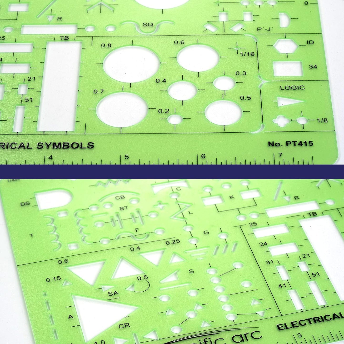 Pacific Arc Template: Electrical Symbols, 135 Openings 5.25" x 8.25"
