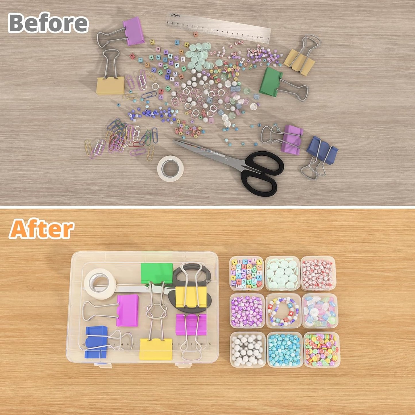 Mathtoxyz Bead Organizer Box, 62Pcs Small Bead Organizers and Storage Plastic Cases Mini Clear Bead Storage Containers Boxes with Hinged Lid and Rectangle for Bracelet Making DIY Jewelry Craft Nail