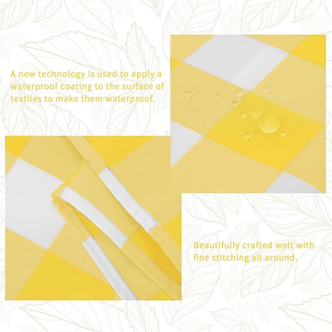 Fabric Checkered Table Runner 12 Pack Waterproof Gingham Table Runner 14W x 108L Buffalo Check Table Runners for Parties Kitchen Dining Wedding Banquet (Yellow and White)