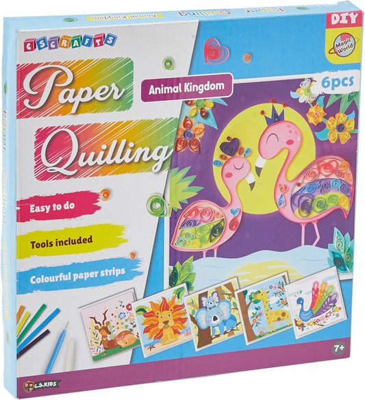 C.S. Kids DIY Paper Quilling Arts & Crafts Gifts – Animal Kingdom| 3D Paper Quilling Design Kits for Kids, Make Your Own Paper Art (Paper Strips & Tools Included), Multicolor,PQ05