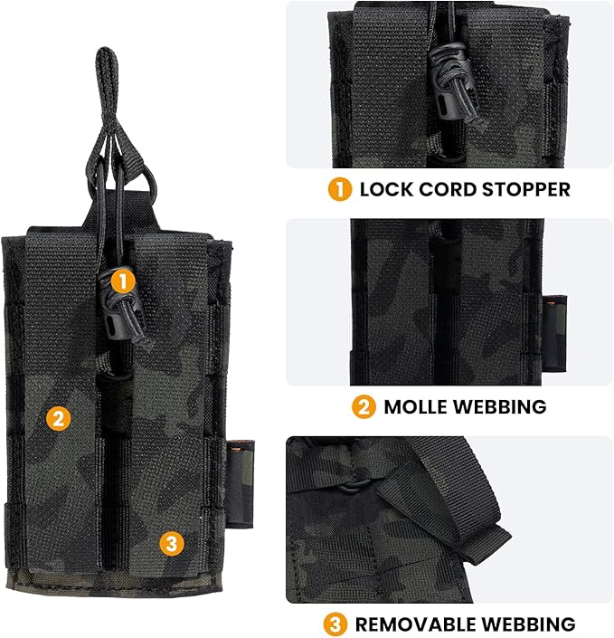 EXCELLENT ELITE SPANKER Tactical Open-Top Single/Double/Triple Molle Mag Pouch for Pistol Mag Pouch Tactical Bag Accessories Holder