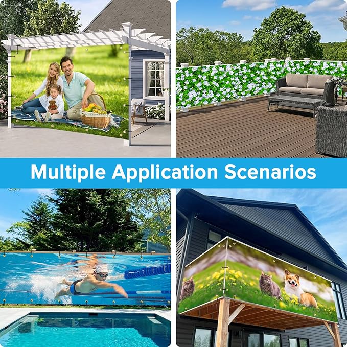 UPGRADE Custom Scenic Privacy Fence Screen for Outdoor Full-Color Printed Fence Cover with PVC Mesh UV Resistant, Weatherproof Perfect for Garden, Balcony, Backyard