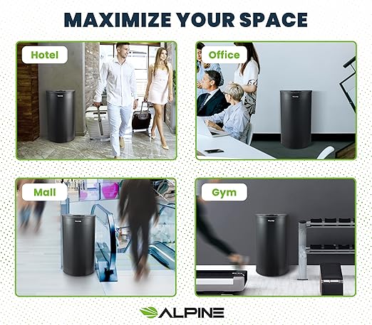 Alpine Half Round Trash Can Open Top - Modern Black Metal 12 Gallon Half Moon, Space Saving Indoor Commercial Trash Cans with Lid, Narrow Garbage Can for Bathroom, Office, Lobby and Business.