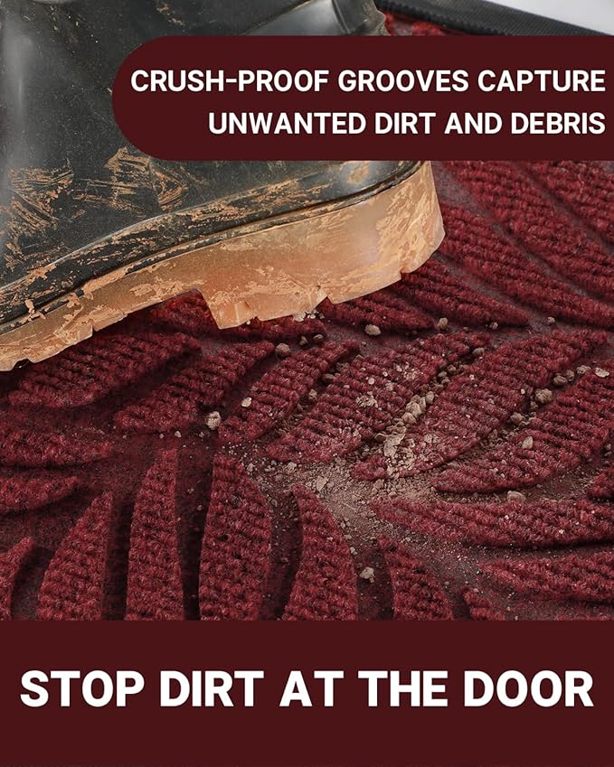 Yimobra 36x24 Large Door Mat Outdoor Indoor, All-Season Waterproof Door Mat Outside Entrance, All-Weather Non-Slip Outside Doormat for Garage Patio Entryway, Red