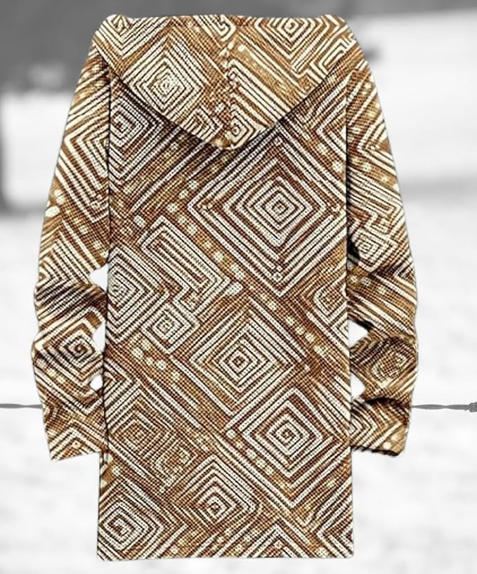 Men's Hooded Sweater Coat Knit Fleece Lined Long Cardigan Jacket with Zip Front Pocket Vintage Casual Zip Up