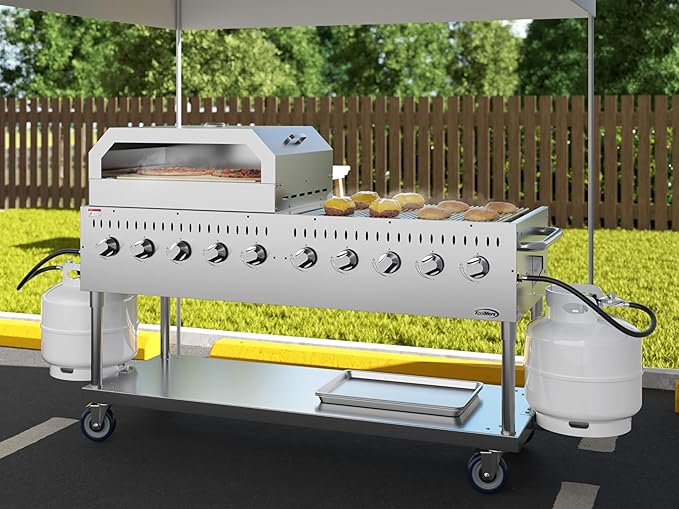 KoolMore 72 in. Commercial Outdoor Propane Gas Grill with 36 in. Pizza Oven, ETL Listed in Stainless-Steel (CGKIT7-P36)