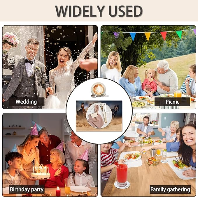Placemats,Running Herd Horse Placemats 12x18 Inch Waterproof Non-Slip Washable Table Mats for Kitchen Dining Party Table Decor,Set of 6