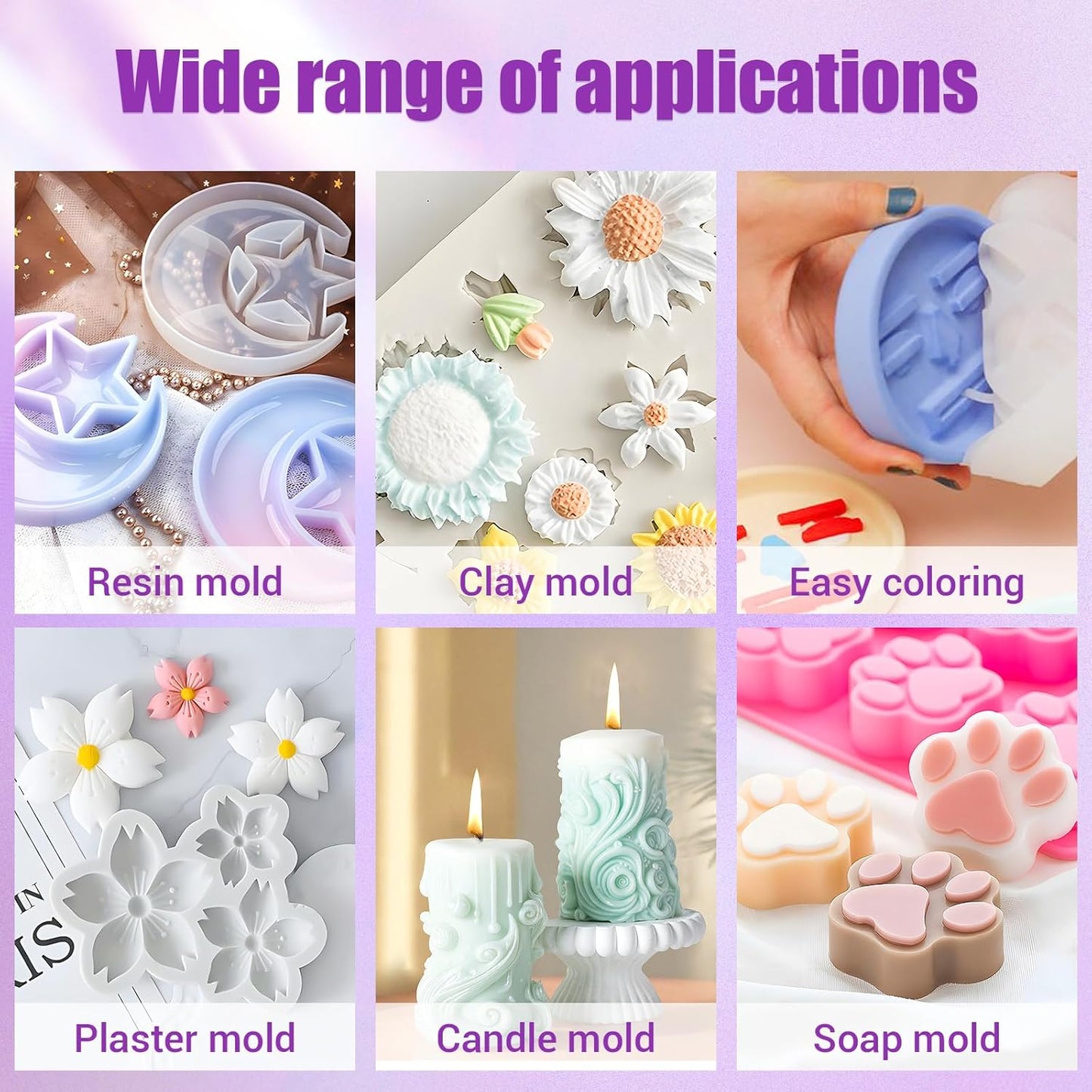 Silicone Mold Making Kit,34oz Platinum Silicone Rubber 15A Liquid Silicone Mixing Ratio 1:1 for Casting Resin Molds and DIY Jewelry Molds