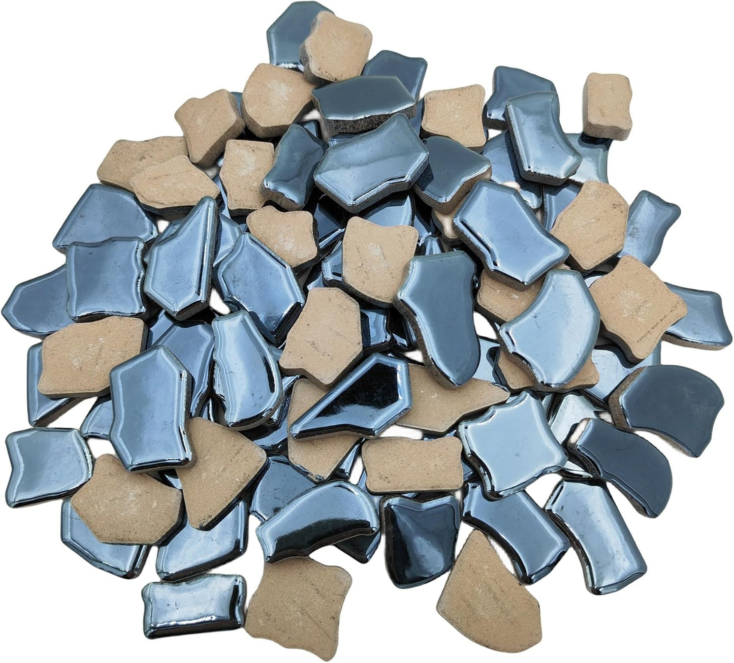 0.78"-1.57" Irregular Ceramics Mosaic Tiles,1.1LB Mosaic Pieces Stones for Home Decoration DIY Craft Plates Flowerpots Vases Cups Mosaic Making Supplies (Iridescent Black 1)