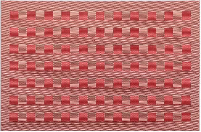Gugrida Placemats, Placemats PVC Table Mats Woven Vinyl Placemats, Set of 6 (Red)
