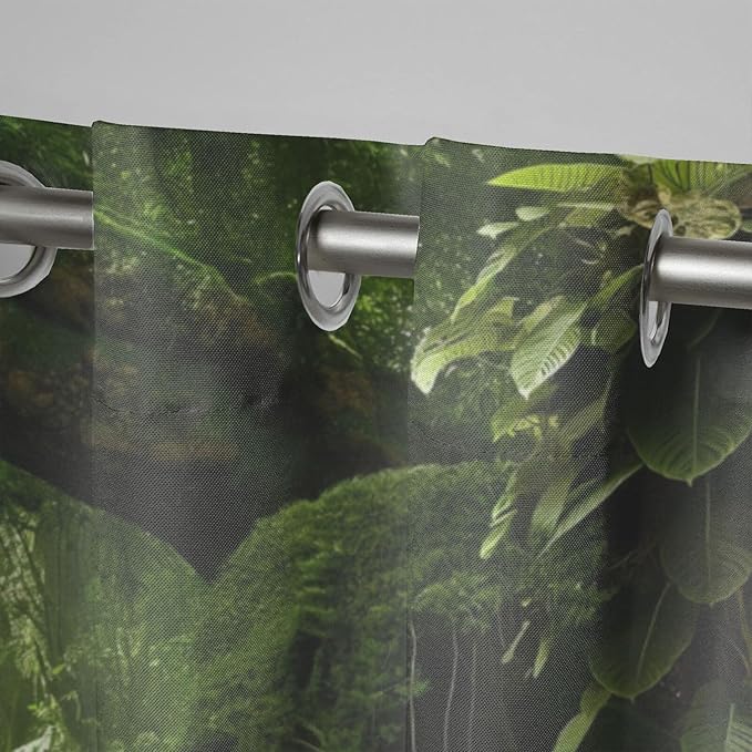 Nature Theme Waterproof Outdoor Curtains for Patio,Forest Pattern,Weatherproof Outside Curtain for Cabana, Porch, Pergola and Gazebo,2 Panels,36 x 84 inch,Green
