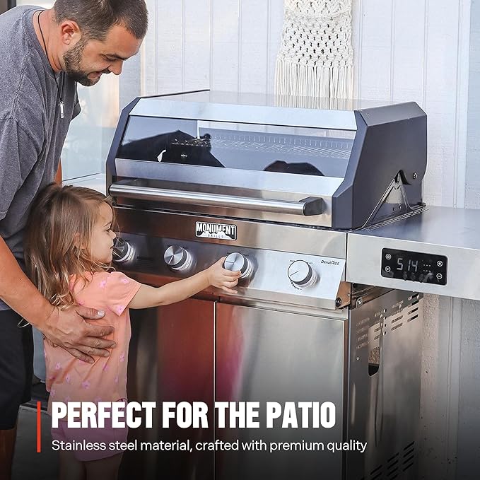 Monument Grills Denali 405 4-Burner Liquid Propane Gas Smart BBQ Grill Stainless Steel with Smoke Box(2 items)
