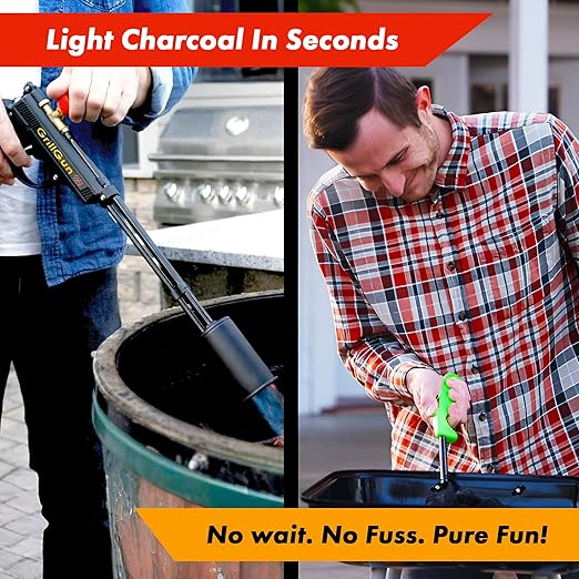 Grillblazer GrillGun Handheld Propane Charcoal Torch – 400,000+ BTU Flame Torch for Instant Charcoal Ignition, Outdoor Cooking, Firepits, Camping, BBQ – Portable High-Power Blowtorch With Stand