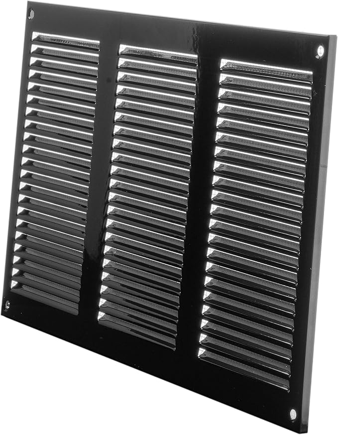 Repa Market 12x8 Inch Air Vent Cover/Black Galvanized Steel Louvered Grill Cover with Mesh Screen/Wall or Ceiling Vent/Durable Flush Mount HVAC Register for Indoor and Outdoor Ventilation